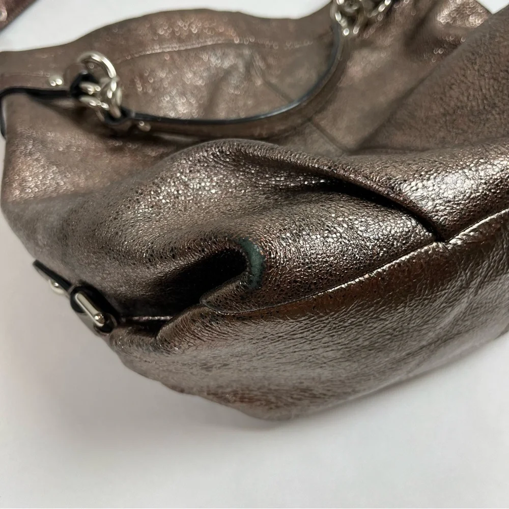 COACH Brooke Handbag Leather Pewter Hobo Bag Purse